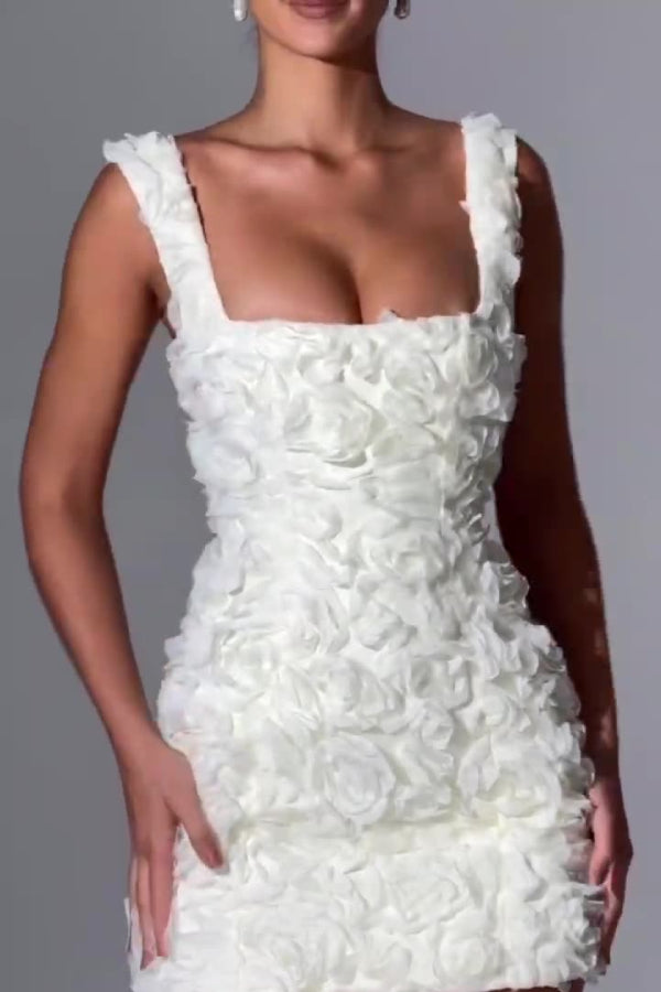 Cute Three-dimensional Flowers Camisole Gown Dress