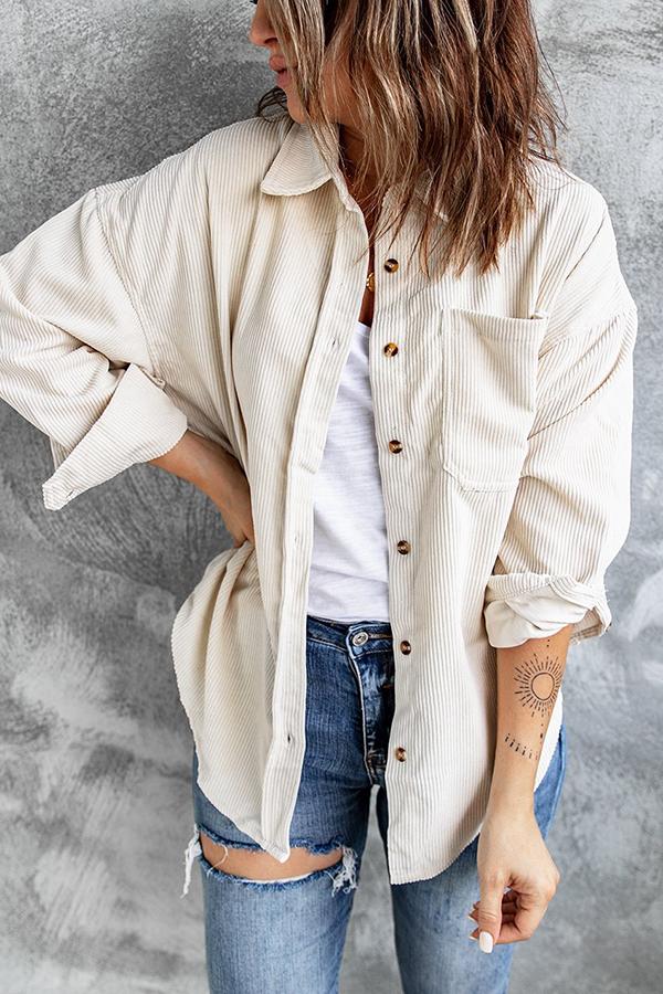 Solid Color Corduroy Shirt