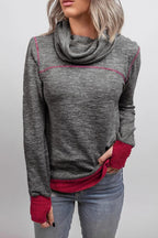 Piled Collar Patchwork Sweashirt