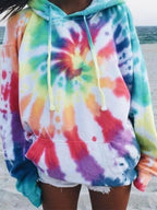 Hooded Collar Tie-dye Multicolor Hoodie