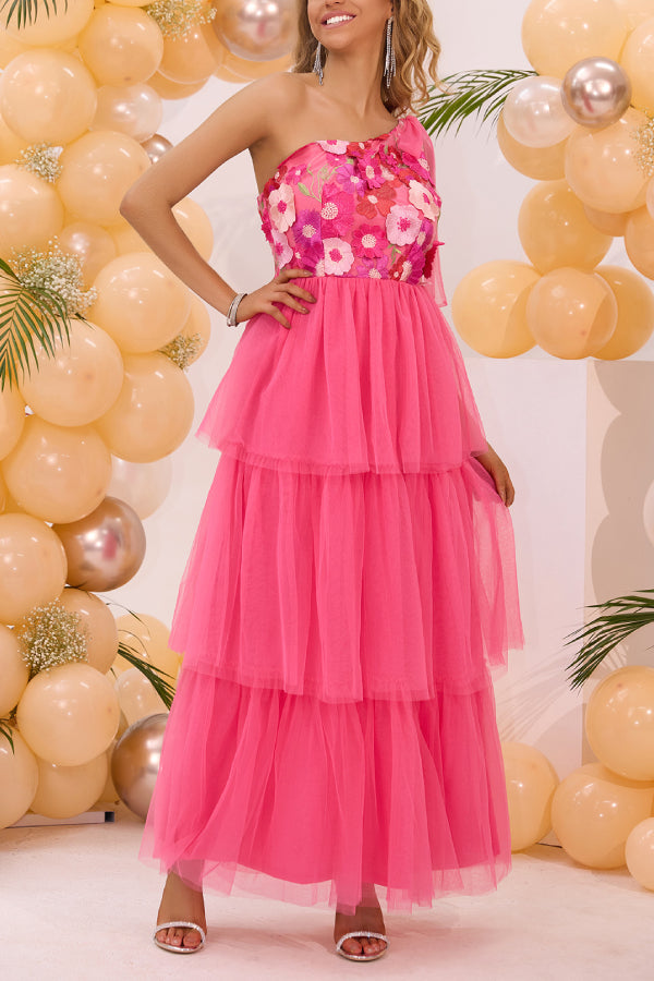 Floral Patch Embroidered Midi Dress