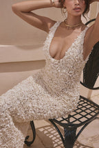 Three-Dimensional Flower Sexy High Waist Slim Fit Dress