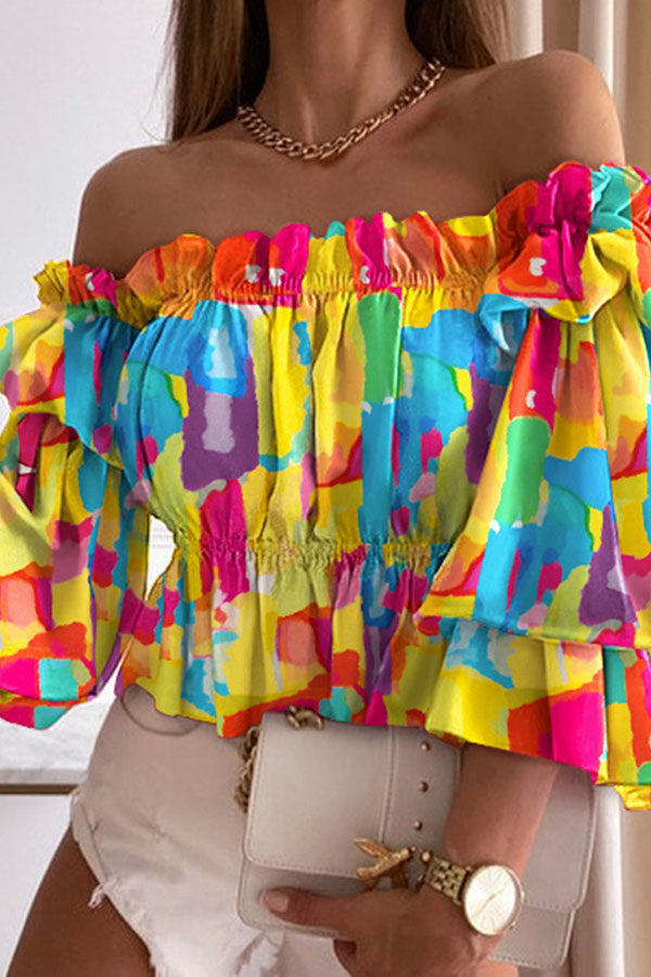Printed Ruffle Blouse
