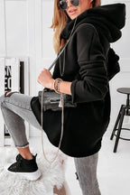 Solid Color Design Hooded Sweatshirt