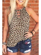 Casual Round Neck Leopard Print Camisole