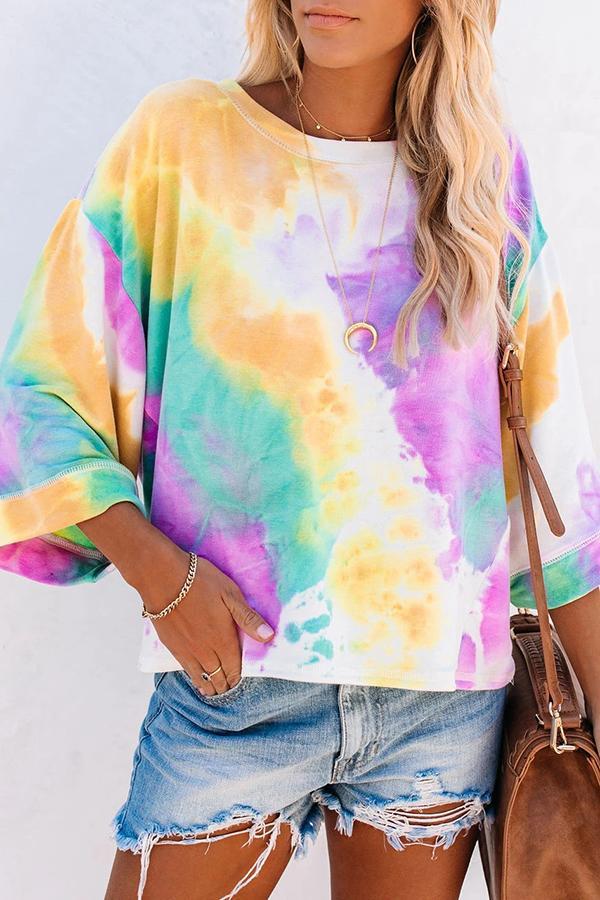 Harmony Tie Dye Bell Sleeve Knit Top