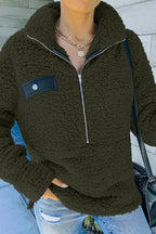 Faux Berber Fleece Zipper Hoodie