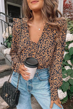 Leopard Big Collar Button Blouse
