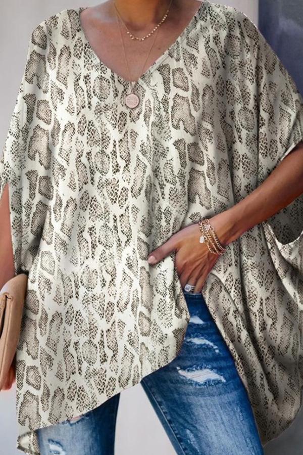 Printed Batwing Sleeve T-shirt