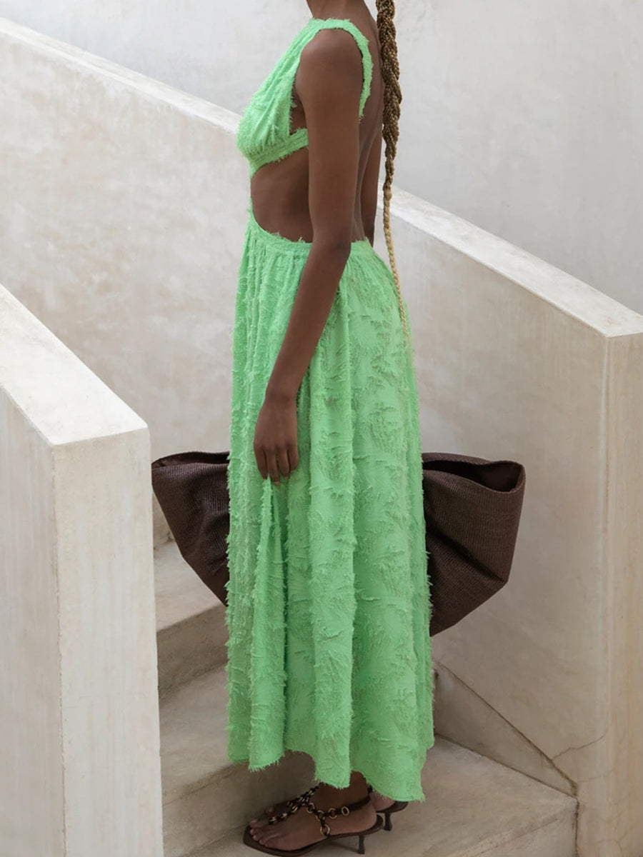 Chic Cutout Back Open Maxi Vacation Dress