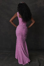 Sleeveless Corset Floral Jacquard Formal Party Mermaid Midi Dresses-Purple