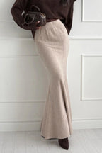 Caitlin Knit Stretch Fabric High Waist Fishtail Casual Maxi Skirt