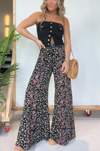 Flower Child Boho Pants Black Multi