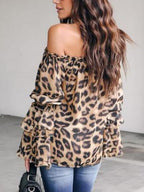 Off-the-shoulder Leopard Print Chiffon Top