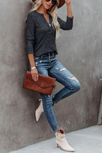 V-Neck Long Sleeve Top