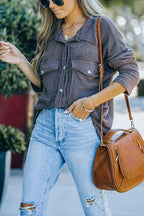 Stitching Casual Loose Single-breasted Mid-length Shirt