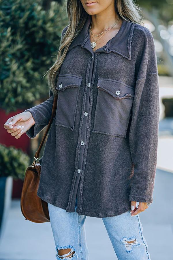 Stitching Casual Loose Single-breasted Mid-length Shirt