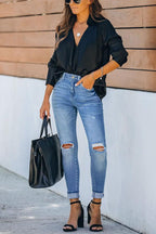 High Rise Distressed Skinny
