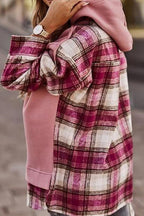 Trendy Plaid Patchwork Hooded Sweatshirt