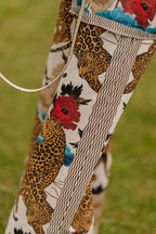 Exotic Leopard Flower Patchwork Print Elastic Waist Pocket Wide Leg Pants