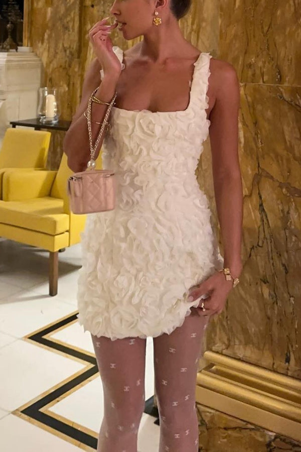 Cute Three-dimensional Flowers Camisole Gown Dress
