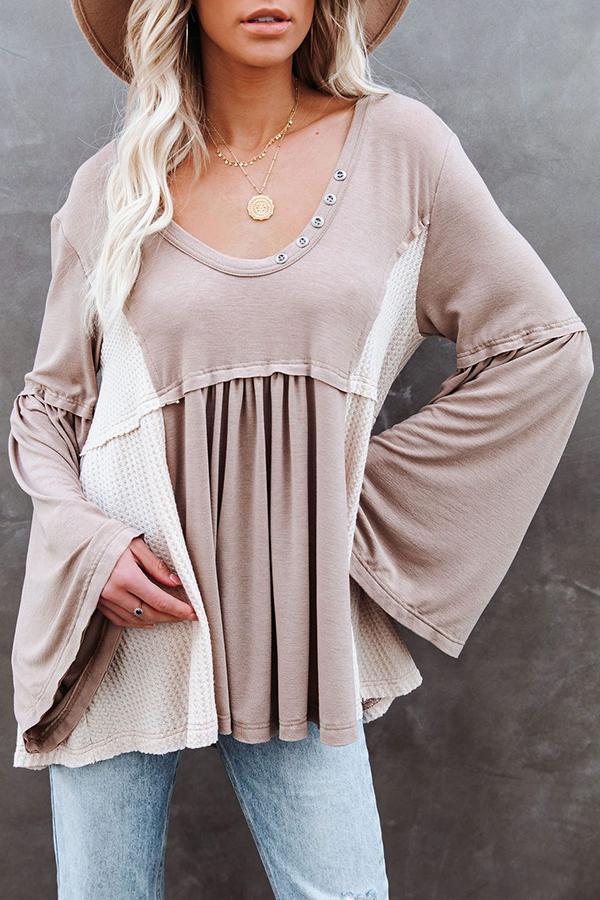 Contrast Thermal Knit Babydoll Top