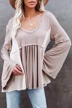 Contrast Thermal Knit Babydoll Top
