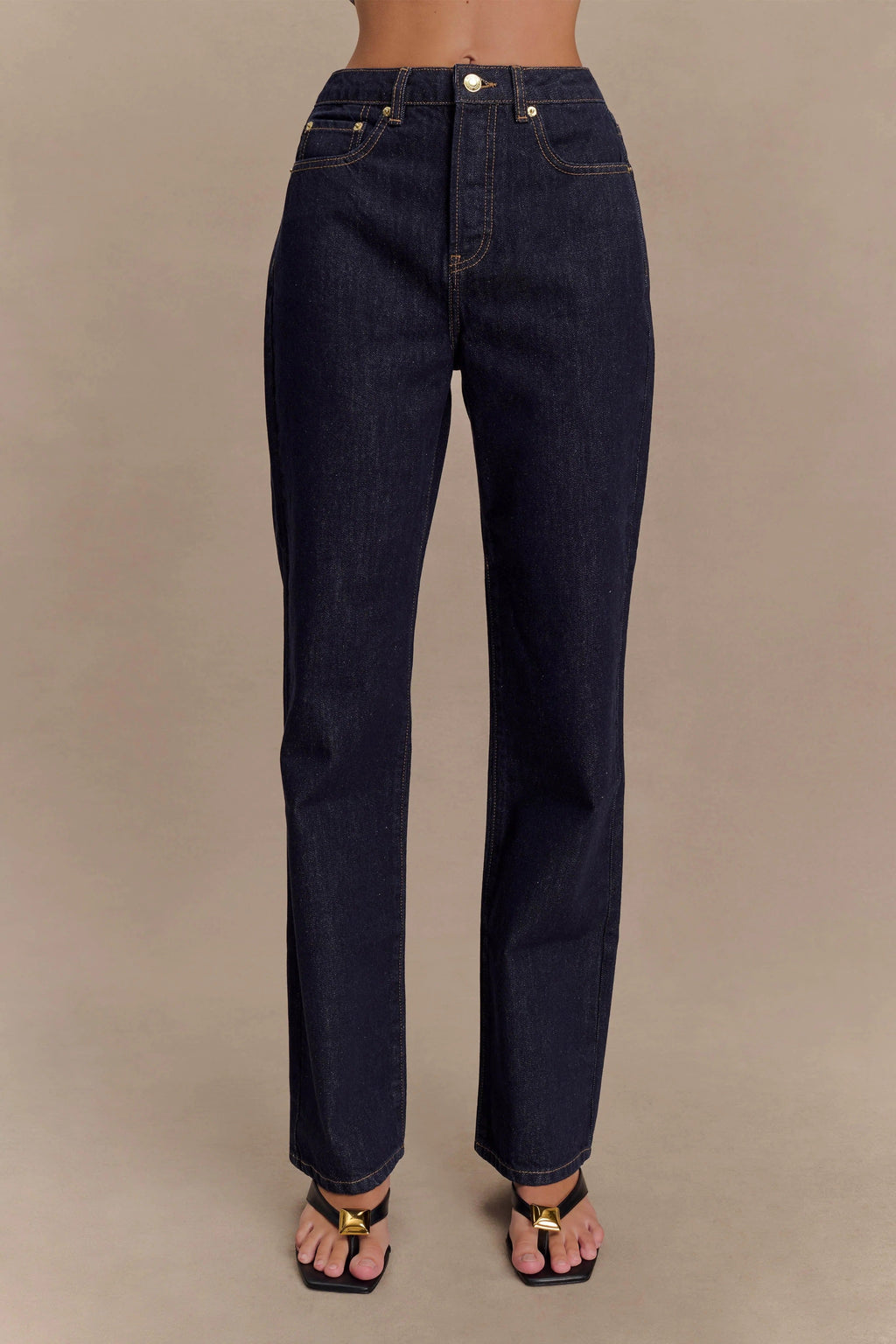 Stassi Denim High Waist Pocketed Straight Leg Jeans