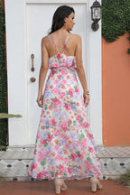 Floral Print Sleeveless Halterneck Maxi Dress
