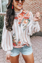 Floral Ruffle Trim Top