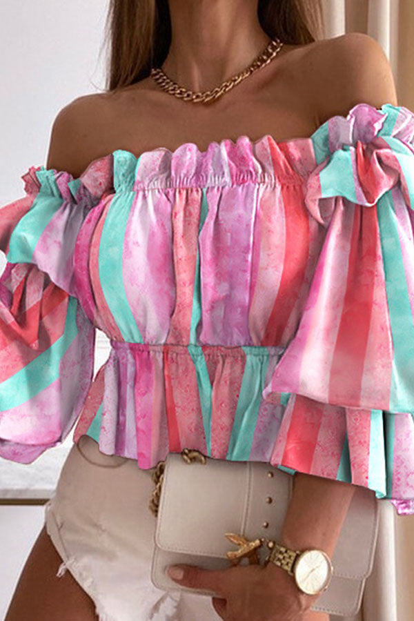 Printed Ruffle Blouse