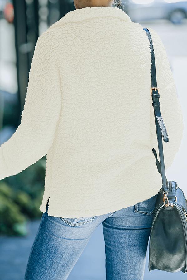 Faux Berber Fleece Zipper Hoodie