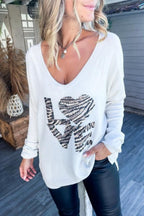 Sequined Love Patchwork Pullover