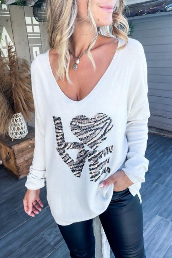 Sequined Love Patchwork Pullover