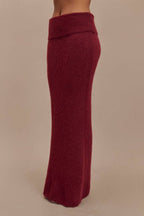 Charlotte Knit Ribbed Waist Fishtail Stretch Maxi Skirt