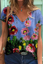 Smart Floral Painting Baggy Shirt
