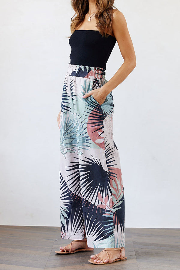 Tropical Leaf Printed Pants