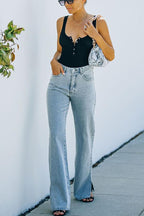 Plain Denim Split Trousers