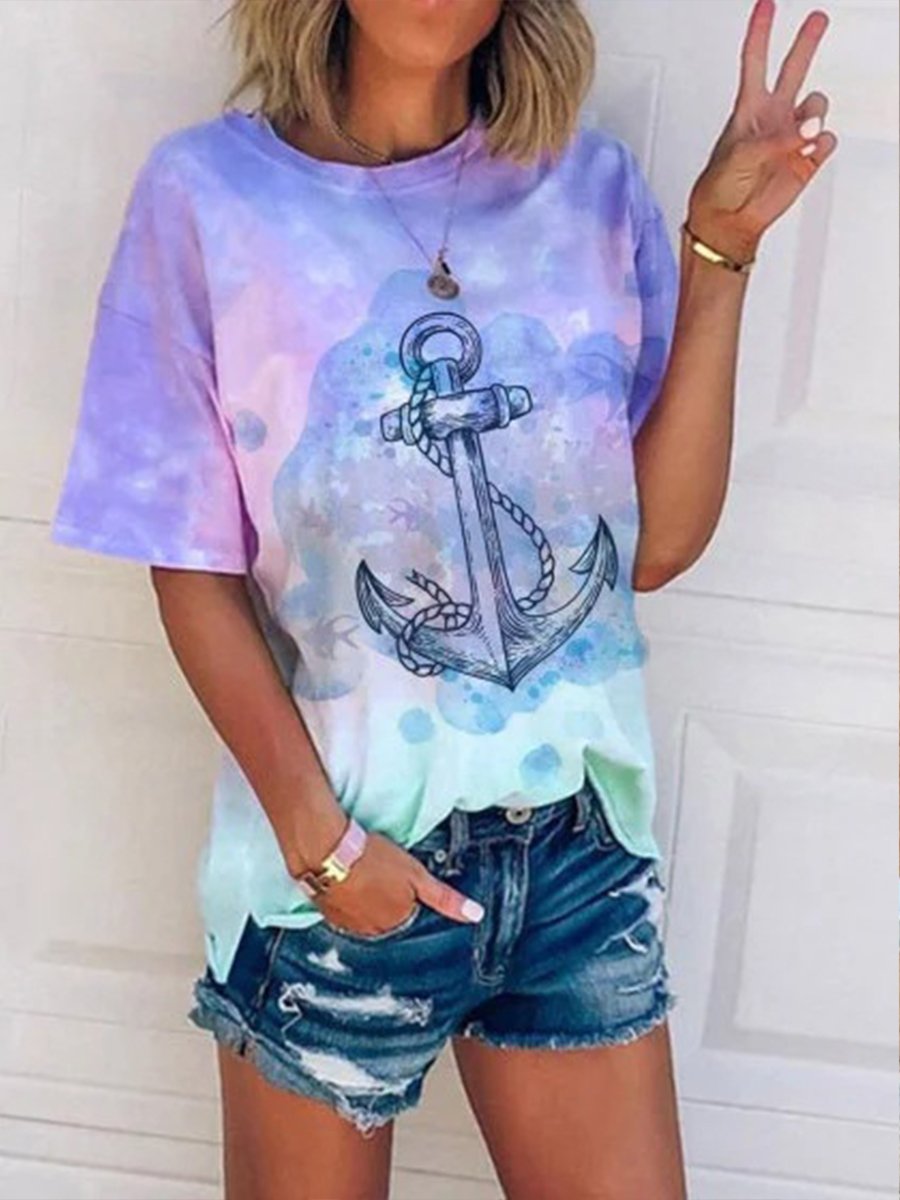 Anchor Gradient Round Neck T-shirt