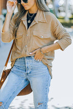 Stitching Casual Loose Single-breasted Mid-length Shirt