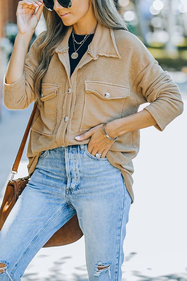 Stitching Casual Loose Single-breasted Mid-length Shirt