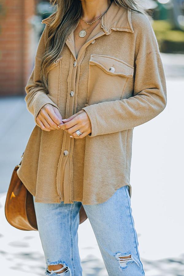 Stitching Casual Loose Single-breasted Mid-length Shirt