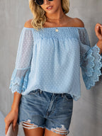 One Shoulder Solid Chiffon Top
