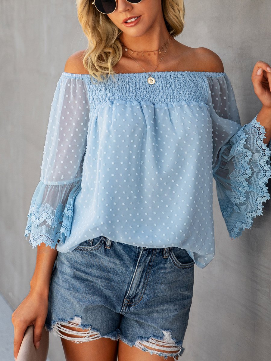 One Shoulder Solid Chiffon Top
