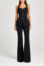 Women Power High Rise Side Zipper Flare Slim Fit Pants