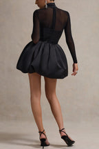 Fitted Bubble Hem Mesh Mini Dress