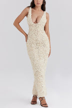 Three-Dimensional Flower Sexy High Waist Slim Fit Dress