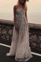 Sexy Wrapped Chest Open Back Bronzing Banquet Dress