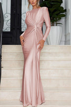 Long Sleeve Twist Front Maxi Dress