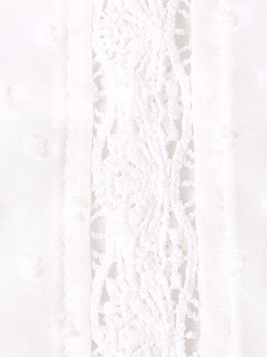 V-neck Lace Embroidery Short Sleeve Blouse